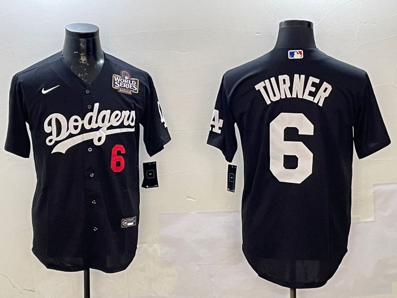 Men Los Angeles Dodgers #6 Turner Black Game 2025 Nike MLB Jersey style 1->los angeles dodgers->MLB Jersey